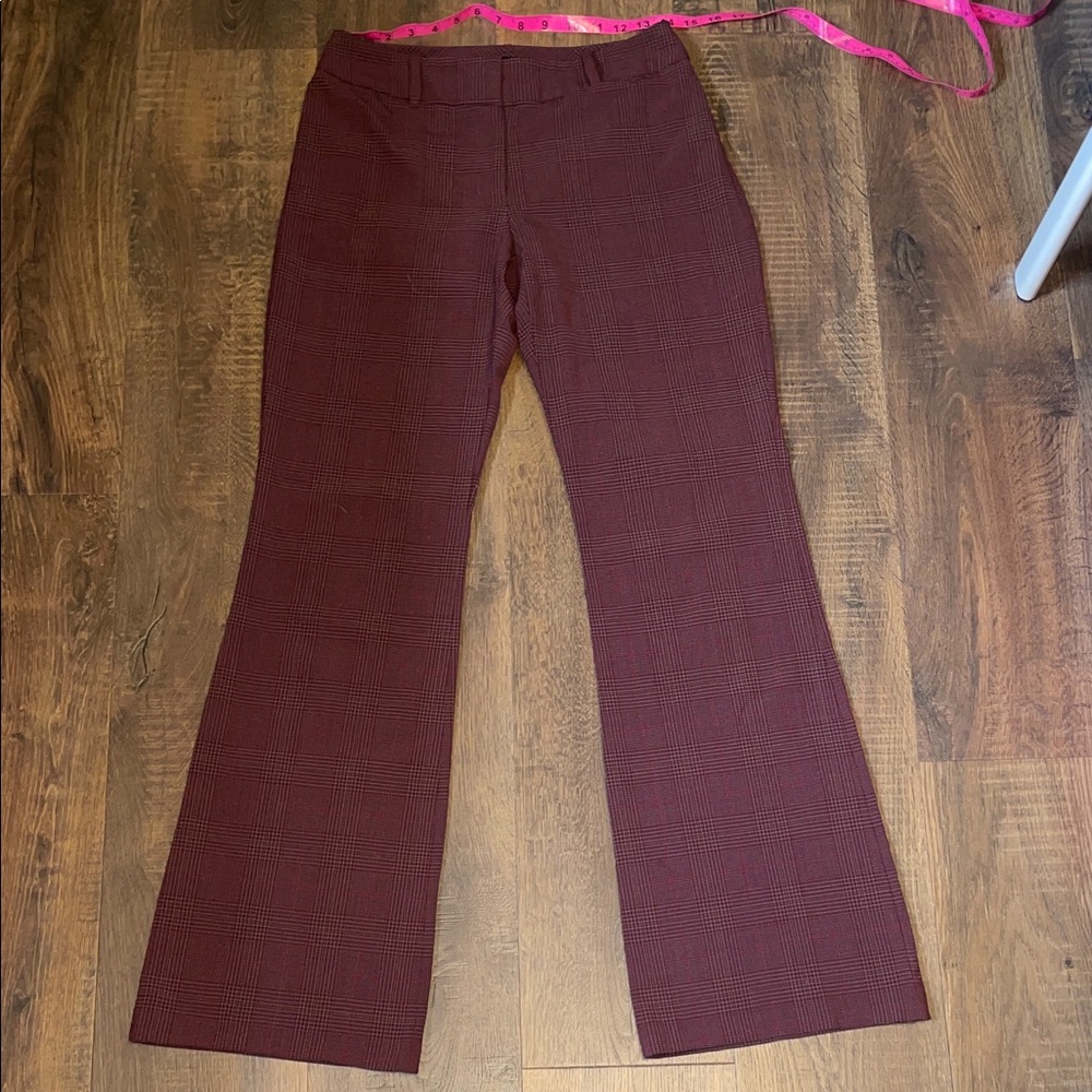 The Limited Maroon Plaid Flared Trousers
